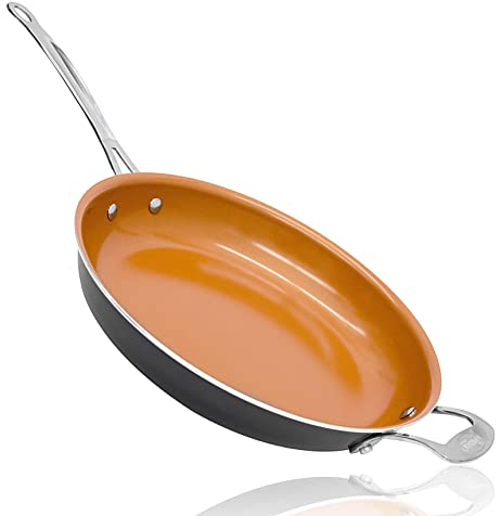 Gotham Steel 35,6 cm Antihaft-Pfanne mit ultra-langlebiger Mineral- und Diamant-Dreifach-beschichteter Oberfläche, Familien-Größe XL-Pfanne mit Edelstahl, bleibt kühl und Helfergriff, ofen- und