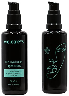 wecares - Bio Hyaluron Tagescreme - vegane Anti-Aging Feuchtigkeitscreme mit Aloe Vera, Rambutan & OPC für Gesicht & Haut - wecares natürliche Kosmetik made in Germany
