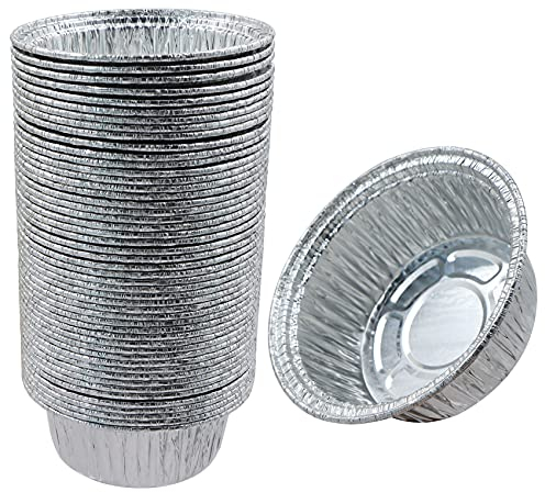 Aluschalen Rund Aluminiumschale Grill Tropfschalen Grillschale Aluminium-Auflaufform -50 Stück Einweg Schalen aus Aluminiumfolie, Kuchen Schale, für Backen, Kochen, Klein Behälter 12x10cm, 4cm 250ml
