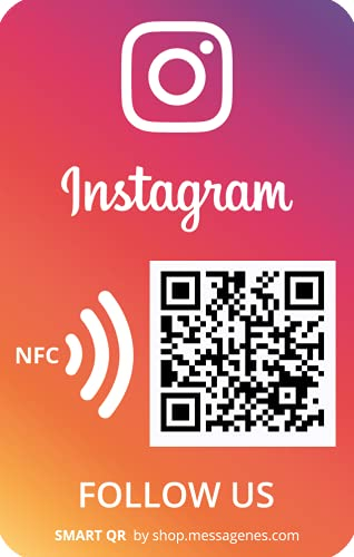 MESSAGENES | Aufkleber Instagram mit QR | 1 Rechteckige Einheit | QR NFC wiederverwendbar | Premium-Materialien | Soziale Medien | Installation an Wand, Theke, Geschäftsfenster oder Geschäftsfenster