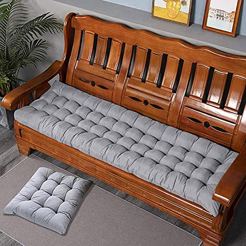 Xpnit Dickes Bankkissen, 2- und 3-Sitzer, Baumwolle, für Gartenbank, 100 cm/110 cm/120 cm, rechteckiges Sitzkissen für drinnen und draußen (45 x 45 cm, Grau)