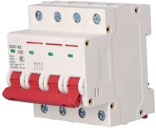 Interruttore Magnetotermico Magnetico Mini Interruttore Aria 4P Interruttore Automatico per Montaggio su Guida DIN per Uso Domestico 400V((50A))