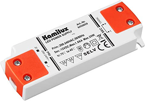 LED-Trafo 12Volt für Niedervolt LED Beleuchtung z.B. für LED MR16 Leuchtmittel, Flatty, Sternenhimmel, 20Watt