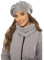 VIVISENCE Damen Baskenmütze Eleganter Wintermütze Und Schal Set Warm Kopfbedeckung Und Halsbedeckung An Winter Und Herbst Warm Dick, Winterset Für Frauen, Hergestellt In EU, Hellgrau