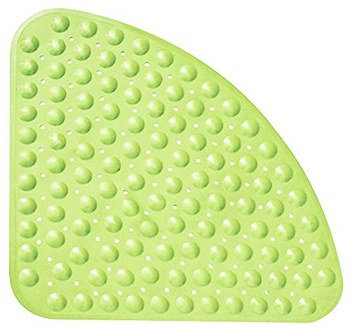 Tappetino da doccia angolare in gomma, antiscivolo, antibatterico, con ventose, per doccia o vasca da bagno, 54 x 54 cm, verde