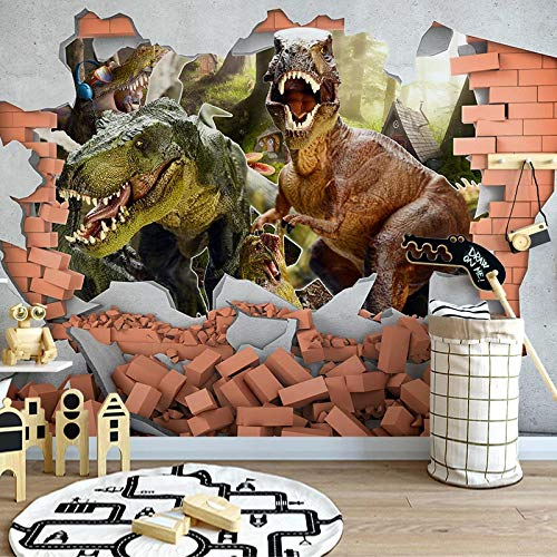 XTSWallpaper Fototapete 3D Effekt 200X150Cm Grün Tiere Dinosaurier Vlies Tapete Moderne Wandtapete Wandbild Hintergrundbild Wanddeko Für Wohnzimmer Schlafzimmer Küche Büro Flur Dekoration