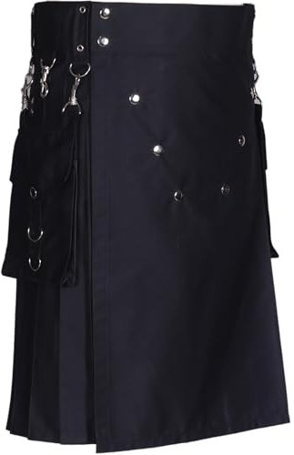All Kilts Sports Active Utility-Kilt Mit Abnehmbaren Taschen Für Herren (34'', Schwarz)
