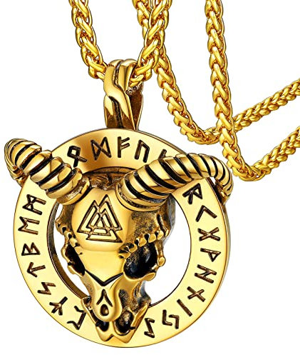 FaithHeart herren Anhänger Satan Ziegenkopf Pentagramm Anhänger mit Rune Symbol für Vatertag Geburtstag