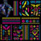 Feelairy 7 Blatt Groß Klebetattoos Temporäre Neon Tattoos, Glitzer Schwarzlicht Schminke UV Body Face Painting Tätowierung Tattoos Aufklebe für Maskerade Halloween Karneval Schminke