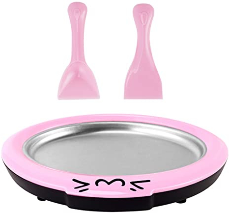 SHOVEL Máquina para Hacer Helados en Rollo, máquina para Hacer Helados instantáneos Redondos con 2 espátulas, Bandeja para máquina de Hielo Frito, Alfombrilla de Grado, Tiempo para Helados