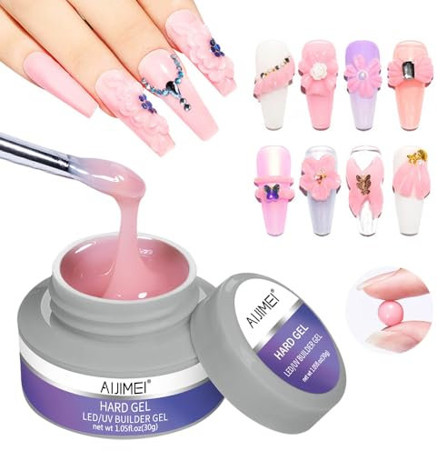 AIJIMEI Hartgel-Builder für Nägel, Rosa, 30 g, für Maniküre, Nagelgel, professionelles Nageldesign, Nagelverlängerung