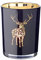 EDZARD Teelichtglas Fancy, Höhe 13 cm, Durchmesser 10 cm, außen schwarz, innen Gold, Teelichthalter, Windlicht mit Hirsch-Motiv