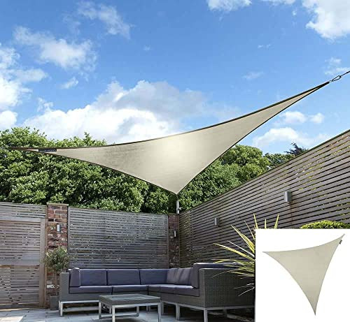 Kookaburra Waterproof Garden Sun Shade Sail Canopy with Fixing Kit in Ivory 98% UV Block (Triangle, 6m x 5m)