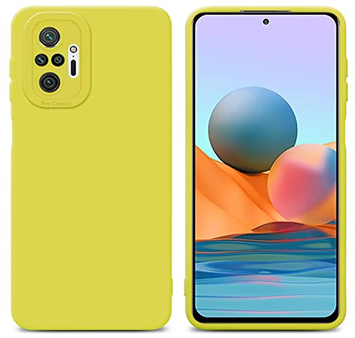 Cadorabo Hülle kompatibel mit Xiaomi RedMi NOTE 10 PRO Schutzhülle TPU Silikon Case Liquid Design mit Kameraschutz Slim Kratzfest Gummi mit Rundumschutz Case Hülle für Xiaomi RedMi NOTE 10 PRO in Gelb