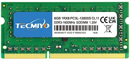 TECMIYO Memoria RAM DDR3 8GB 1RX8 PC3L 12800S 1,35 V/1,5 V (1x8GB) DDR3, 1600 MHz, SODIMM CL11 Non-ECC, Memoria RAM para Ordenador portátil Ram AcBook Pro iMac Mac Mini