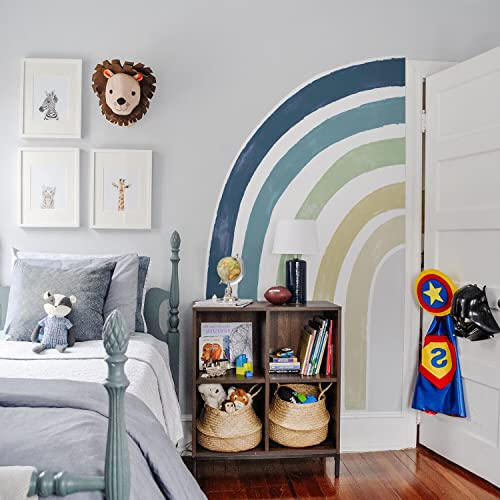 astrkiz blau Regenbogen-Wandaufkleber für Kinder Mädchen Junge, Aquarell-Regenbogen mit Stoff-Effekt im Kinderzimmer Babyzimmer Spielzimmer, reißfeste Fabric-Wandsticker Wandtattoos Wanddeko,120X210cm