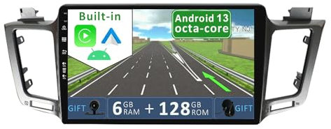 YUNTX IPS [6GB+128GB] Android 14 Autoradio 2 DIN per Toyota RAV4(2013-2018)-[Wireless Carplay/Android Auto/DSP]-Camera+Microfono Esterno-Mirror link/Bluetooth 5.0/DAB/WiFi/USB/Controllo del volante