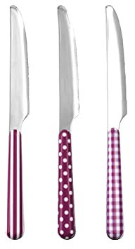 Home Provence Set 6 Coltelli Tavola in Acciaio Inox, Decoro Lilla