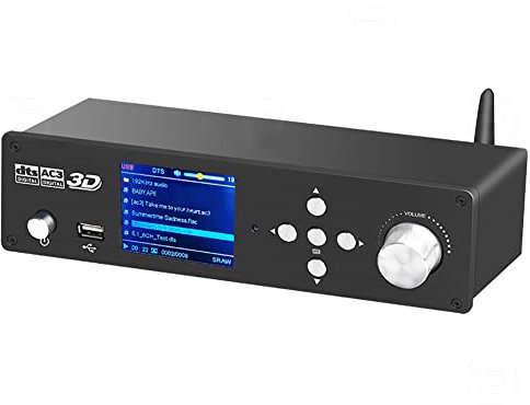 5.1-Kanal-Audio-Decodierungs-Player, 24-Bit/192-kHz-Audio-DSP, Kann DTS, DTS-HD, DSD, AC-3, PCM, LPCM Usw. Decodieren, Glasfaser- Und Koaxial-Eingangsdecodierung, Drahtlose Bluetooth 5.0-Übertragung