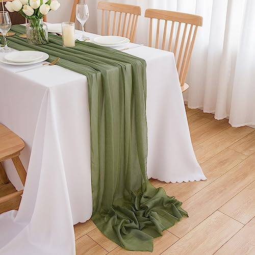 CHUQING Tischläufer Grün Chiffon Tischdeko Salbeigrün Stoff Tüll Hellgrün Tischband für Kommunion, Konfirmation, Hochzeit, Geburtstag, Gartenparty, Taufe,70 cm x3 m