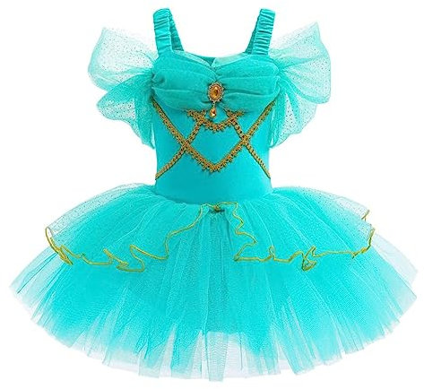 Lito Angels Princess Jasmine Ballerina Costume Ballet Leotard with Tutu Dress for Kids Girls, Fancy Dance Wear Outfit Age 6-7 Years (Tag Number 130)