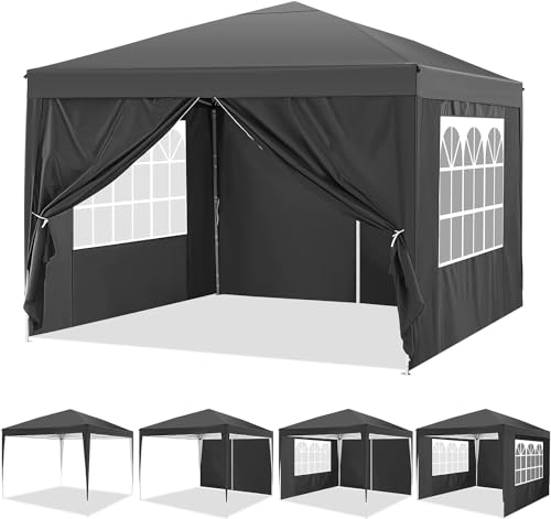 Pavillon Wasserdicht Faltpavillon 3x3 Pavillon Faltbar Zelt Gartenpavillon mit 4 Seitenteilen