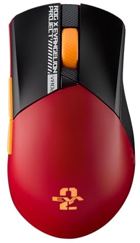 ASUS ROG Gladius III Wireless AimPoint EVA-02 Edition Gaming Mouse, 2,4 GHz RF, Bluetooth, 36 K dpi Sensor, 6 pulsanti programmabili, ROG SpeedNova, Interruttori sostituibili, Cavo Paracord, Rosso