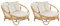 Beliani Garten Sonneninsel 2er Set Rattan natürlich Auflagen beige Loungemöbel Rossano