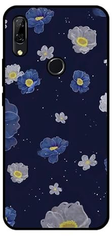 KARTXITAI Cover Compatibile con Huawei P Smart Z Custodia,Protettiva per Tutto il Corpo Morbida al Tatto,Slim in Silicone TPU con Assorbimento degli Urti e Anti-Graffio - Fiori bianchi e blu