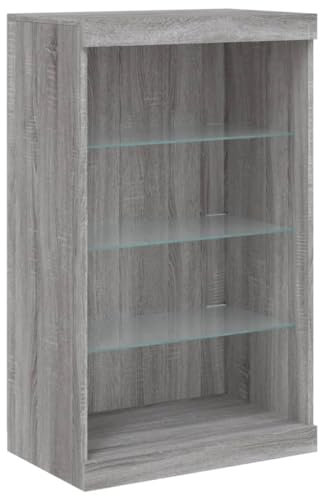 vidaXL Sideboard, Kommode mit viel Stauraum, Highboard Schrank mit LED-Leuchten, Anrichte Beistellschrank Standschrank, Modern, Grau Sonoma