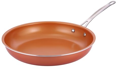 Innovacook Kupfer-Keramik-Bratpfanne, 30 cm, langlebige Pfanne, innovatives Kochgeschirr, doppellagige Beschichtung, geeignet für alle Kochfelder, Kupfer-Stil, Orange