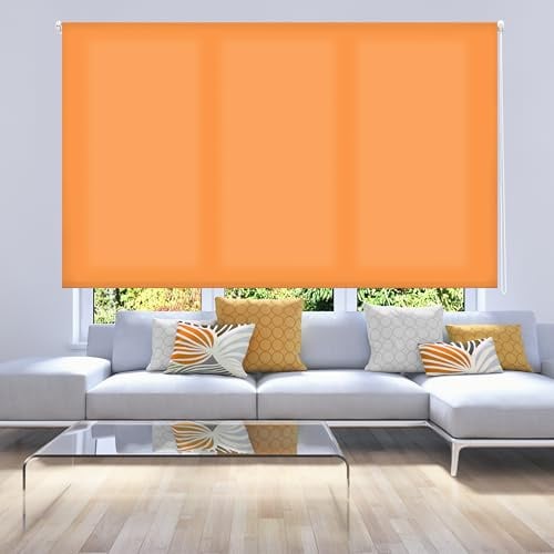 ECOMMERC3 | Glattes, durchscheinendes Rollo 160x250 Breite x Höhe - Rollo Stoffmaß 157x245- Einfache Rollo - Installation an Wand oder Decke - Rollo Orange