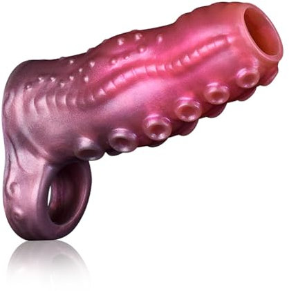 SXOVO Monster Penis Sleeve, Silikon Penishülle mit Hodenring, Penismanschetten, Penis Dildo Manschette, Sexspielzeug für Männer zür Penis Vergrößerung Verlängerung (S)