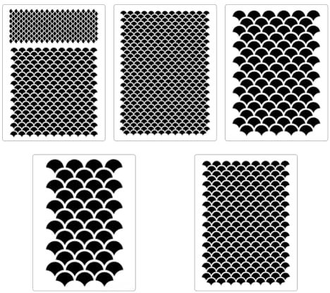 Meerjungfrauenschablonen, Fischfarbe, Schablonen, Gesichtsbemalung, Schablonen, Sprühfarbe, Vorlagen, Körperkunst-Schablonen, Make-up, Fischschuppen, große Kunststoff-Wandschablonen, 5 Stück