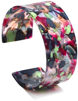 Heiat Damen-Armreif, Leoparden-Schmuck, Acetat, Harz, Blumenarmband, Acryl, dekorativ, verstellbar, Kunstharz, Acetat, Kunstharz-Acetat