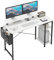 CAIYUN 120cm Computer Desk with Monitor Stand & 2-Tier Storage Shelves, Home Office Writing Desk Study Table Workstation, White