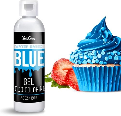 Lebensmittelfarbe Gel - Hoch Konzentriert Gel Lebensmittel Farbe zum Kuchen, Backen, Ostereiern, Getränken - Zuckerfrei Food Coloring für Fondant, Zuckerguss, Slime, Tortendeko (Blau, 150g)