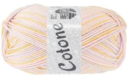 LANA GROSSA Cotone Print | Baumwollbasicgarn | Handstrickgarn aus 100% Baumwolle | 50g Wolle zum Stricken & Häkeln | 125m Garn FB 357