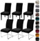 Alishomtll Lot de 6 housses de chaise extensibles en velours, pour cuisine, restaurant, hôtel, banquet, mariage, noires