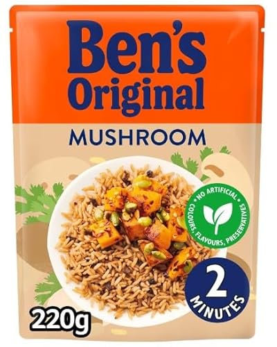 6 x Original Mushroom Microwave Rice 220G Delicious Tasty And Twisty Treat Gift Hamper For Birthday,Christmas,Easter