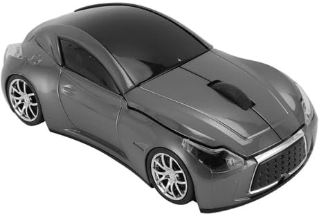 Drahtlose Automaus, Sportwagenförmige Drahtlose Computermaus Ergonomische Optische Maus, 2,4G USB Empfänger 1600 DPI Gaming Maus mit Automatischem Ruhezustand für und PC (Gray)