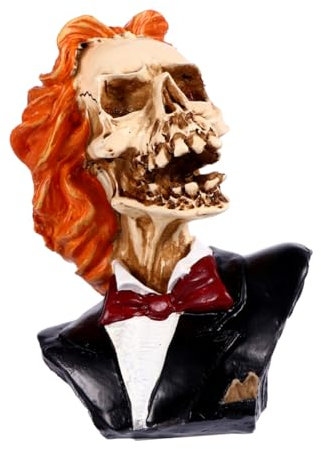 RORPOIR Gruseliger Gentleman-schädel Kunstharz Bastelstatue - Für Halloween Zombie-