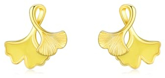 Fajewellery 925 Sterling Silber Ginkgoblatt Ohrstecker mit Gelber Emaille, Damen Elegantes Natur Ohrschmuck, Hypoallergen, Perfekt für Herbst & Alltag