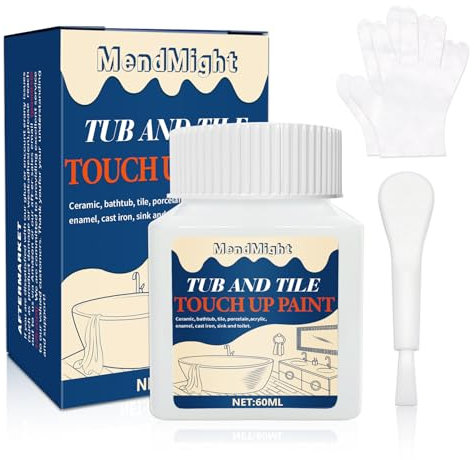 MendMight 60 ml Vernice Ritocco Vasca Bianca, Vernice per Vasca Acrilica, Kit Riparazione Smalto per Piccoli Danni - Adatta per Ceramica, Porcellana, Marmo, Quarzo, Resina e Piastrelle