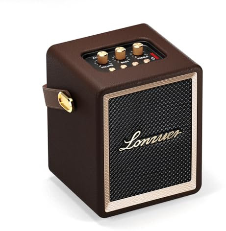 Generico Lonzuer Altoparlante-Bluetooth Portatile, Casse Stereo da 60 W, CassaBluetooth Vintage di Grande Capacità da 5000 mAh, Adatto per Esterni, Casa, feste,Spiaggia, Viaggi (Marrone)