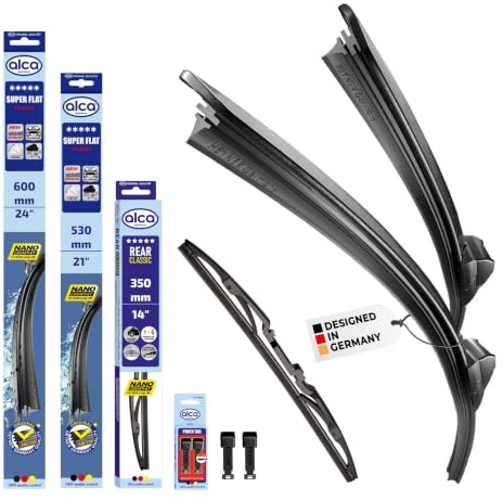 alca® Scheibenwischer Komplettset für VOLVO XC70 I | 08.2004 - 07.2007, SUPER FLAT Flachbalkenwischer, extraflaches Design, Flexibel, Nanographitbeschichtung
