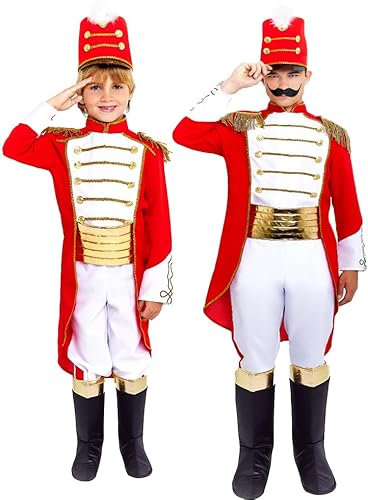 Gojoy shop-Disfraz de Soldadito para Niños y Adultos Navida Carnaval (Contiene:Gorro,Chaqueta,Pantalón,Cinturón,Bota y Mochila de Cuerda.) (10-12 años)
