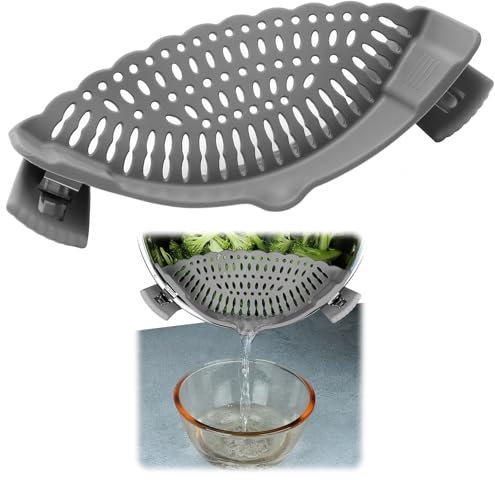 Colador de Pasta de Silicona, Colador con Clip para Ollas y Sartenes, Escurridor de Fideos Resistente para Pasta, Verduras, Fideos, Espaguetis