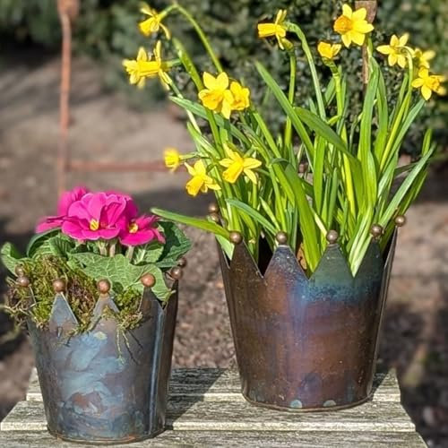Storm's Gartenzaubereien Krone in Kupfer 2 Größen zum Bepflanzen Metalldeko - Gartendeko - Pflanztopf