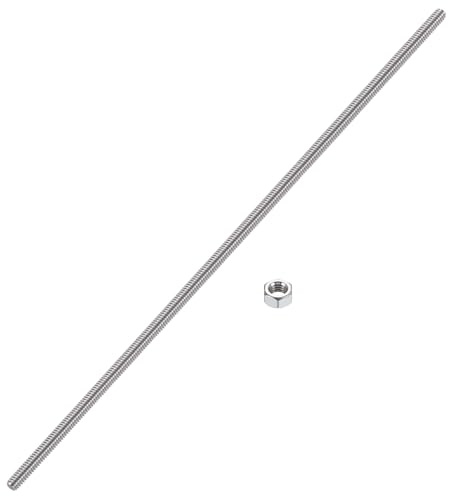 HiPicco 3/8-Zoll-24 Vollgewindestangen und Bolzen, 300 mm Länge, 304 Edelstahl, Rechtshänder, Feingewinde-Schraube für Möbelankerschrauben, Klemmen, Aufhänger und U-Bolzen 【mit Mutter】